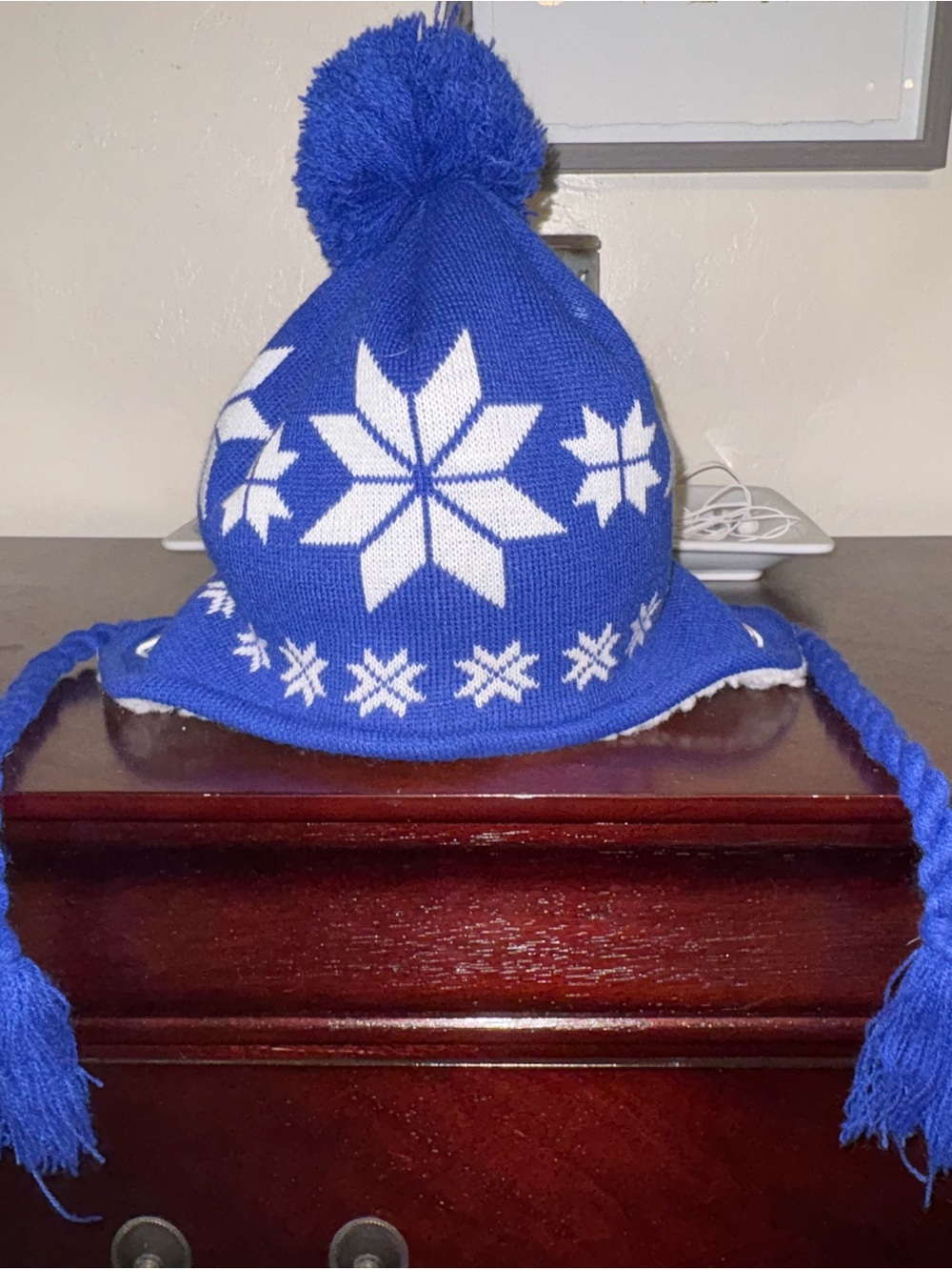 Florida Gators 🐊 Blue Snowflake Knit Pom-Pom Earflap Hat - Go Gators! 💙🧡💙